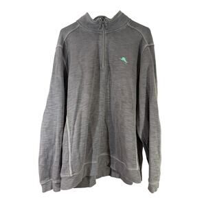 Tommy Bahama Men's Size XL Gray/Teal Costa Ver Quarter Zip Pullover Shirt
